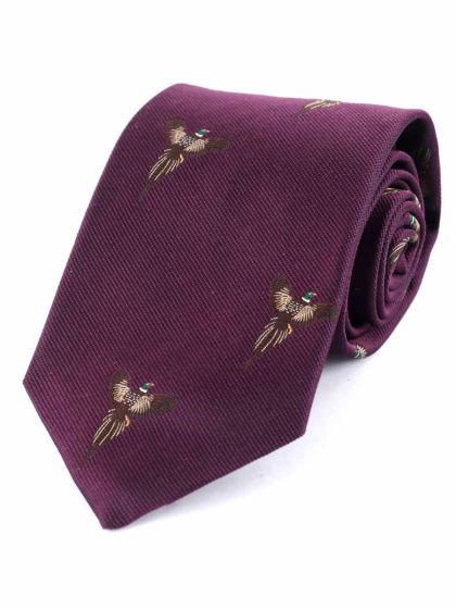 Atkinsons Woven Silk Shooting Tie - Soaring Pheasant